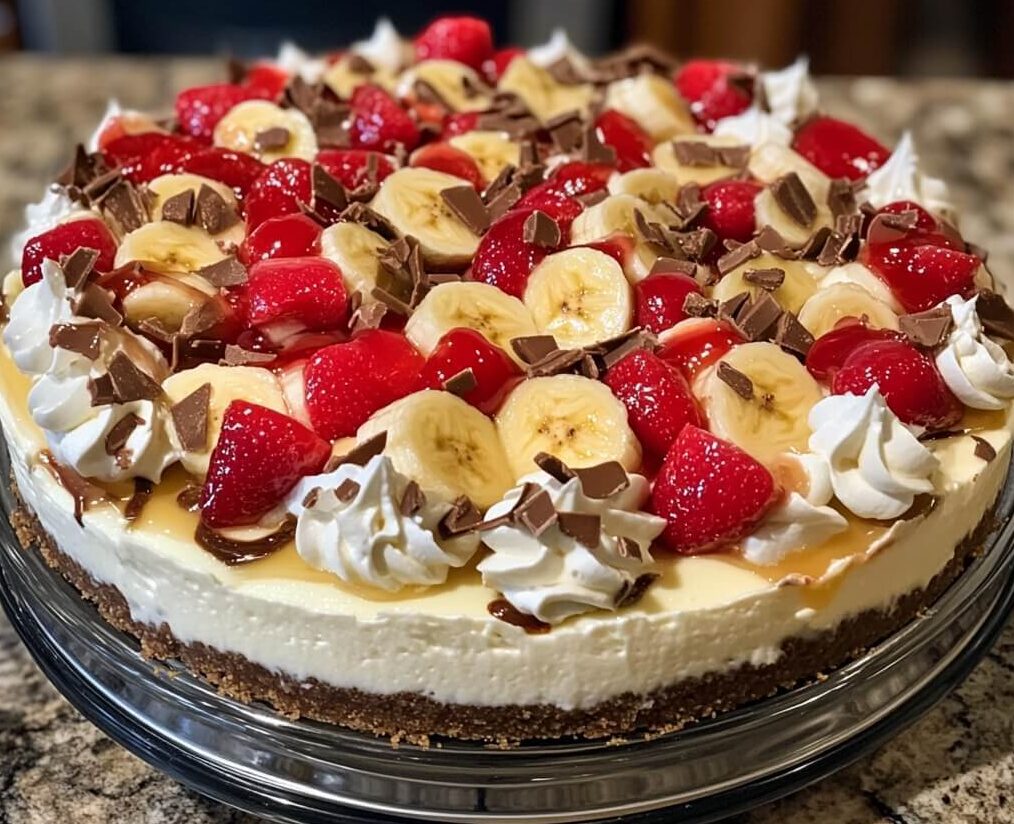 Heavenly No-Bake Banana Split Cheesecake