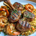 Grilled Lamb Chops with Herb Rice and Cajun Shrimp – Juicy, Buttery & Full of Flavor